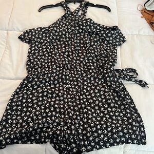 Ann Taylor LOFT Black Floral romper